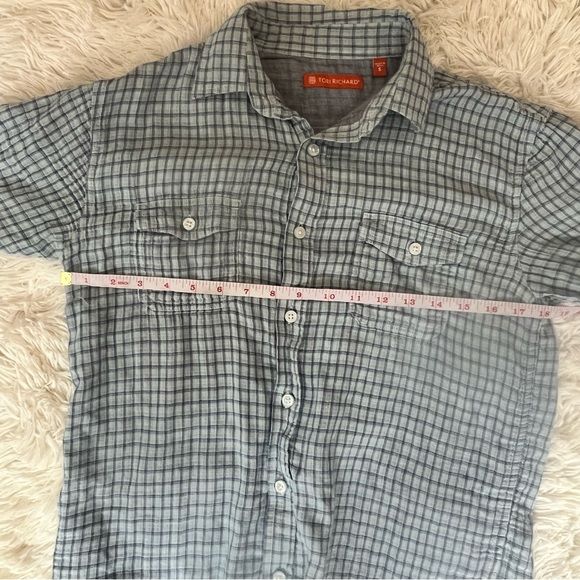 Tori Richard Small Mens Casual Blue Plaid Shirt - Picture 4 of 4